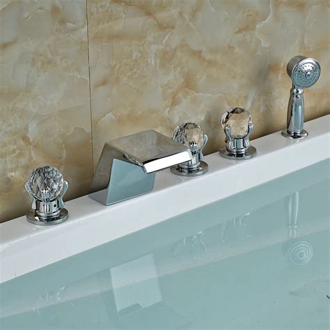 Buy Deck Mounted Chrome Brass Waterfall Spout Bathroom