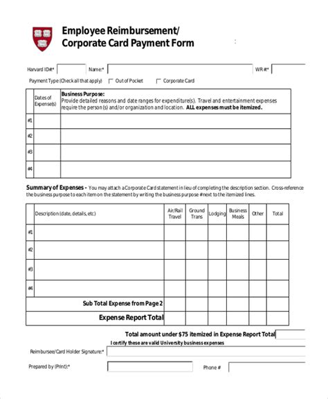 FREE 9 Sample Employee Reimbursement Forms In MS Excel PDF Word