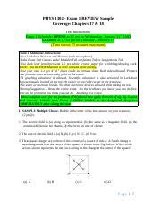 Physics Exam Review Sample Questions And Instructions Course Hero