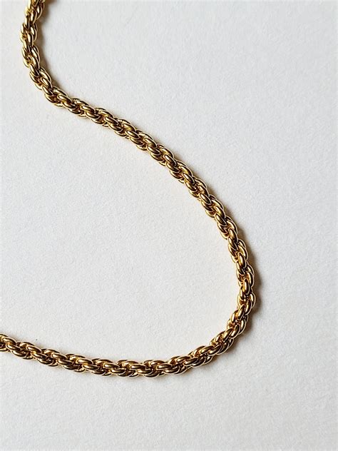 Vintage Monet Gold Tone Rope Twist Chain Necklace 1980s Etsy