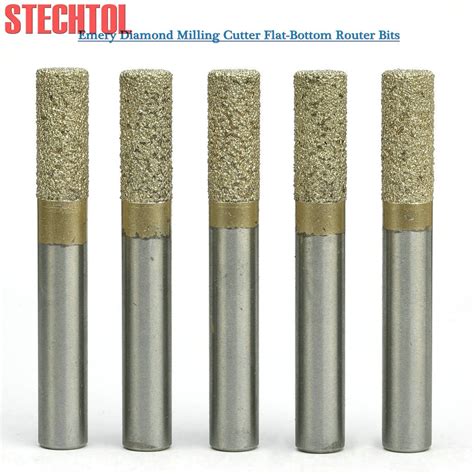 12 30 90mm Diamond Milling Cutters Straight Flat Bottom Endmill Stone