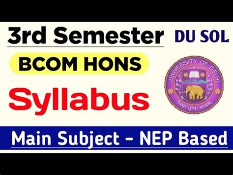 Du Sol Bcom Hons Third Semester Syllabus Nep Based Sol Bcom Hons Rd