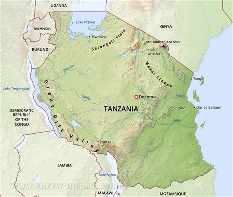 Tanzania Physical Map