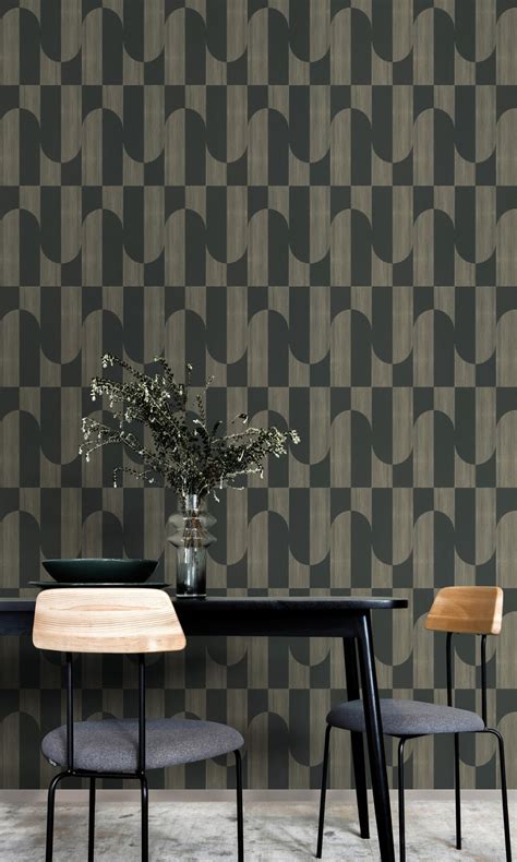 Black Retro Funky Geometric Wallpaper R8378 – Walls Republic US