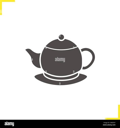 Teapot On Plate Icon Drop Shadow Silhouette Symbol Tea Pot Negative