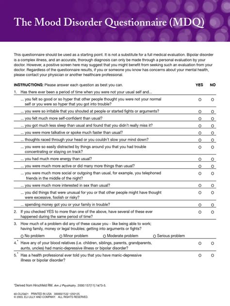 Mood Disorder Questionnaire Pdf Mental Disorder Bipolar Disorder