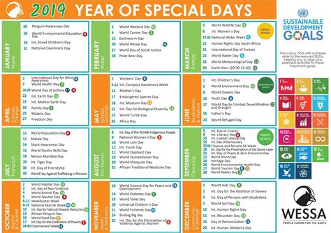 Special Days Calendat 2019 For Schools