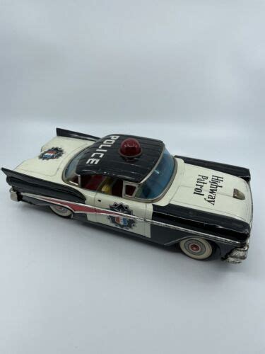 Vintage Yonezawa Tin Friction 1958 Ford Police Car 12” Works D1 Ebay