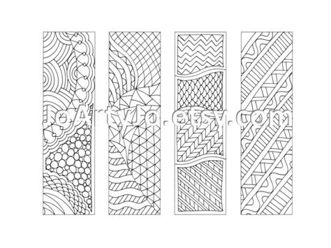 Zentangle Inspired Bookmarks Printable Coloring Page Sheet 12 Etsy Australia