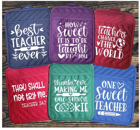 Teacher Appreciation Pot Holder With Pocket Great Teacher Gift Oven