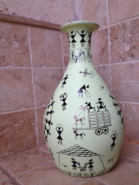 Warli Art Plant Pot Design Vase Pot Designs