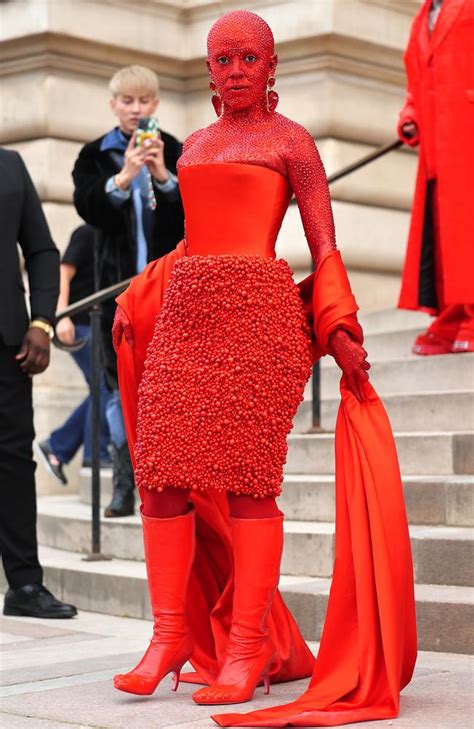 Doja Cat Is Unrecognisable Covered In Red Crystals At Schiaparelli