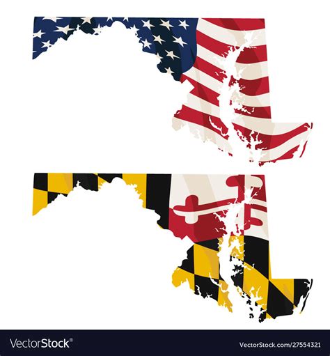 Maryland with usa flag and embedded Royalty Free Vector