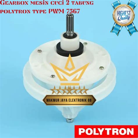 Gearbox Mesin Cuci Polytron 2 Tabung TYPE PWM 7567 As Besi Gerigi 10z