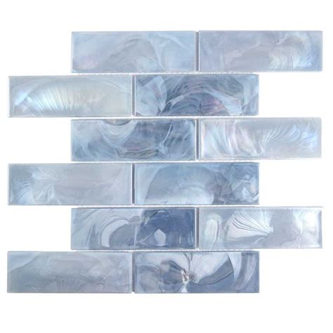 Ocean Mist Blue Pearlescent Iridescent 2x6 Subway Glass Tile Glass Subway Tile Glass Tile