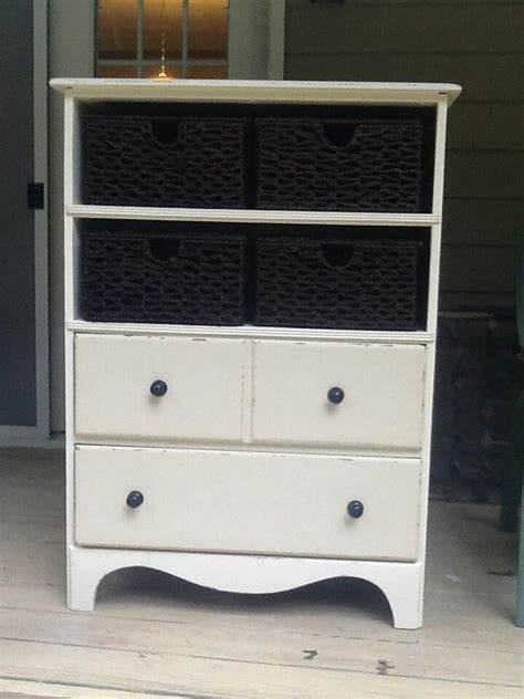 Missing Drawer With Baskets Bins Repurposed Dresser Diy Dresser Diy Furniture Projects