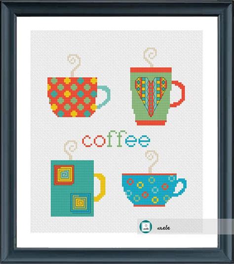 Coffee Cups Cross Stitch Pattern Modern Cross Stitch Pattern Pdf Instant Download Etsy Uk