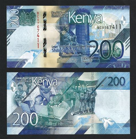 Kenya 200 Shillings 2019 UNC 5 PCS Consecutive LOT P 54 Fortumor