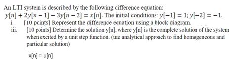 Solved An Lti System Is Described By The Following Chegg