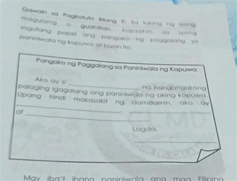 Esp Week At Quarter Pasagot Po Bukas Na Po Kase Yan Ipapasa Marami