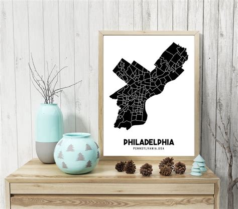 Philadelphia Neighborhoods Printable Map Philly Map Poster - Etsy