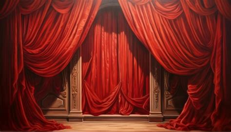 Premium AI Image | A stage with red curtains and a wooden stage with a ...