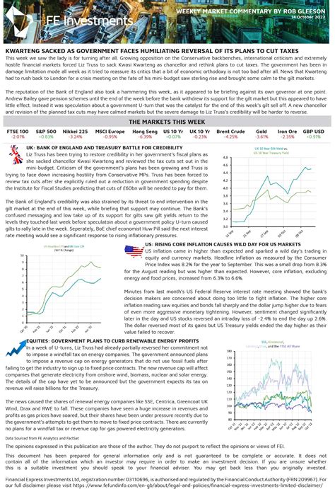 Weekly Market Report | Foxgrove | Financial Planners, London