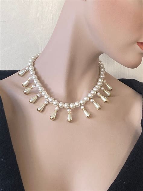 Marie Antoinette Necklace Pearl Drop Bead Necklace 18th Etsy