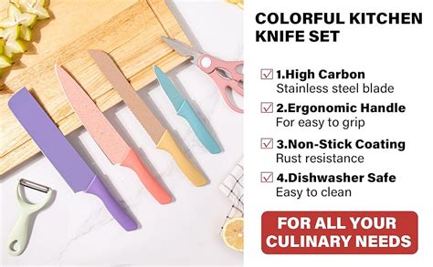 Amazon Colorful Kitchen Knife Set 6 PCS Colored Knives Set With