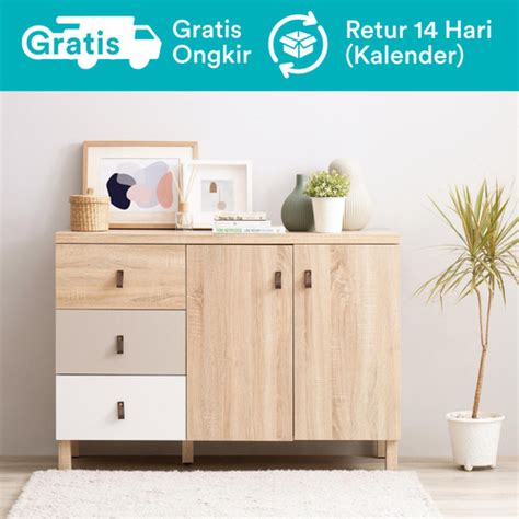 Promo Runa Credenza Lemari Serbaguna Lemari Kabinet Penyimpanan Cicil