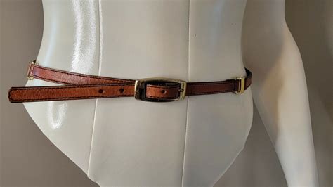 Leegin Brown Women S Skinny Genuine Leather Belt Size Brass Accents