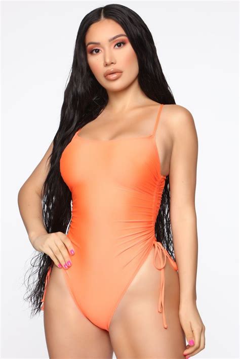 Soaked By The Sun Ruched Swimsuit Orange Two Piece Bikini Bikini Set