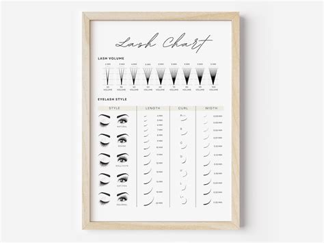 Digital Lash Chart Guide Printable Lash Poster Eyelash Etsy