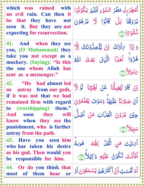 Read Surah Al Furqan With English Translation Quran O Sunnat