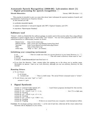 Fillable Online Inf Ed Ac Automatic Speech Recognition 2008 09 Lab