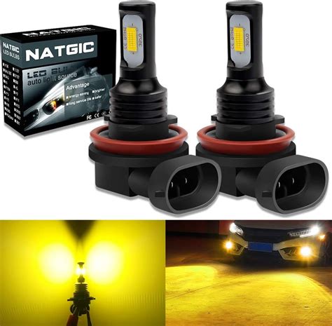 NATGIC Golden H11 H9 H8 LED Fog Lights Super Bright 3000K Yellow H8 LED