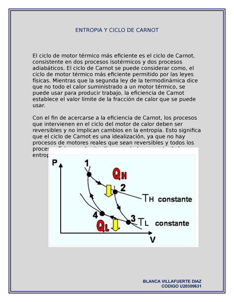 Entropia Y Ciclo DE Carnot ENTROPIA Y CICLO DE CARNOT El Ciclo De