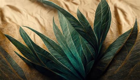 Premium Photo | Gold and green tropical leaves pattern on rough beige ...