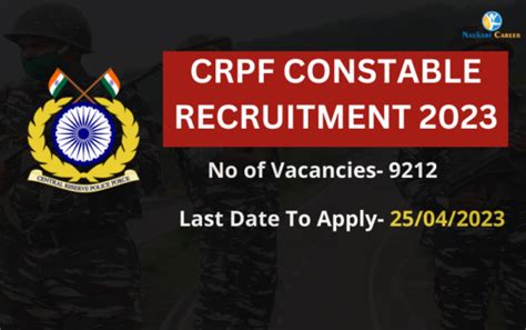 CRPF Constable Recruitment 2023 Apply Online For 9212 Vacancies