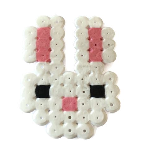 White Bunny Hama Perler Bead Party Favour Available As Keyring Brooch