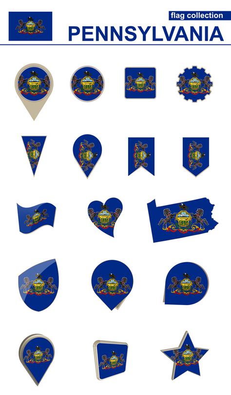 Pennsylvania Flag Collection. Big set for design. 45838116 Vector Art ...