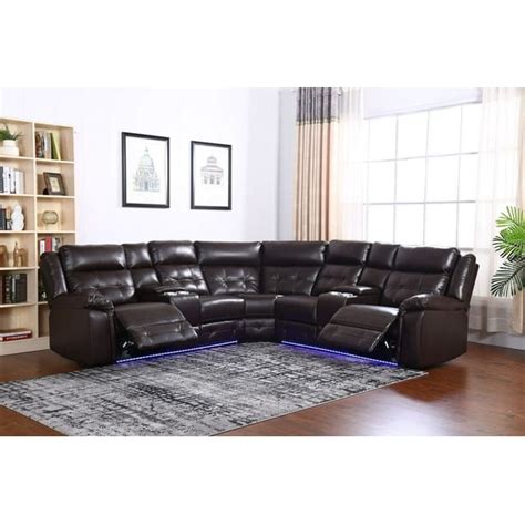 Modern Power Reclining Sectional Sofa Couch For Living Room In Brown