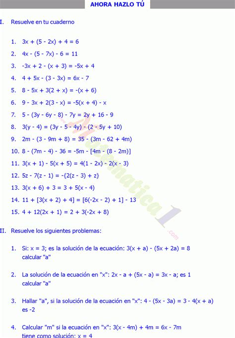 Ejercicios De Álgebra MatemÁtica De Sexto Grado De Primaria O BÁsico Pdf