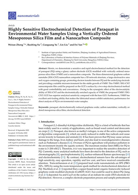 PDF Highly Sensitive Electrochemical Detection Of Paraquat In