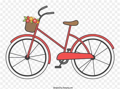 Bicicleta Vermelha Cesta De Flores Bicicleta Flores Png