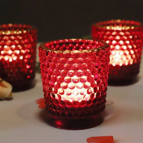 Vohocandle Red Tealight Candle Holder With Gold Rim Set Of 12 Glass Tea Lights Candle Holder