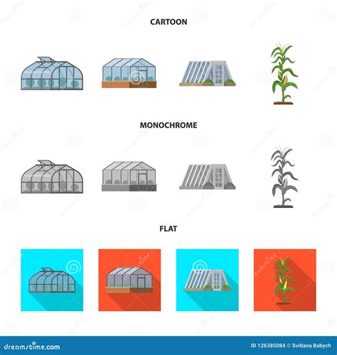 Isolated Object Of Greenhouse And Plant Symbol Collection Of