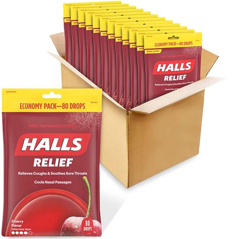 Halls Relief Cherry Cough Drops Economy Pack 12 Packs Of 80 Drops 960 Total Drops