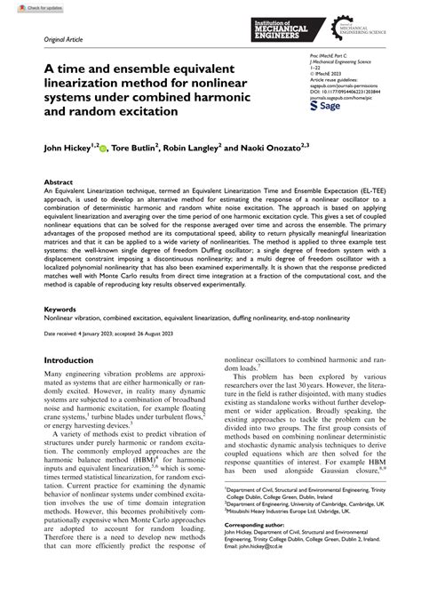 Pdf A Time And Ensemble Equivalent Linearization Method For Nonlinear