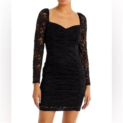 Sam Edelman Dresses Sam Edelman Ruched Long Sleeve Lace Mini Dress